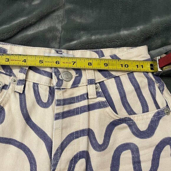 ZARA High-Rise Squiggle Graffiti Straight-Leg Jeans X Small Y2K 24 Waist 🌀✨ - Picture 8 of 12